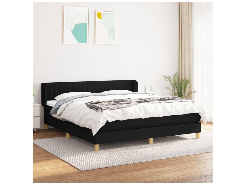 Sommier à Vertchez de lit avec matelas Noir 180x200 Tissu