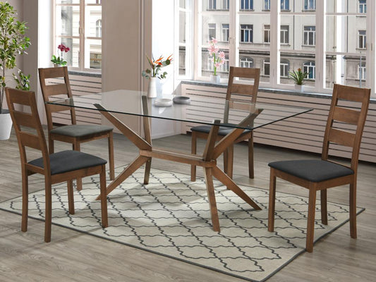 Lot de 2 chaises Vertchez - Hêtre et tissu - Coloris Noyer et Anthracite