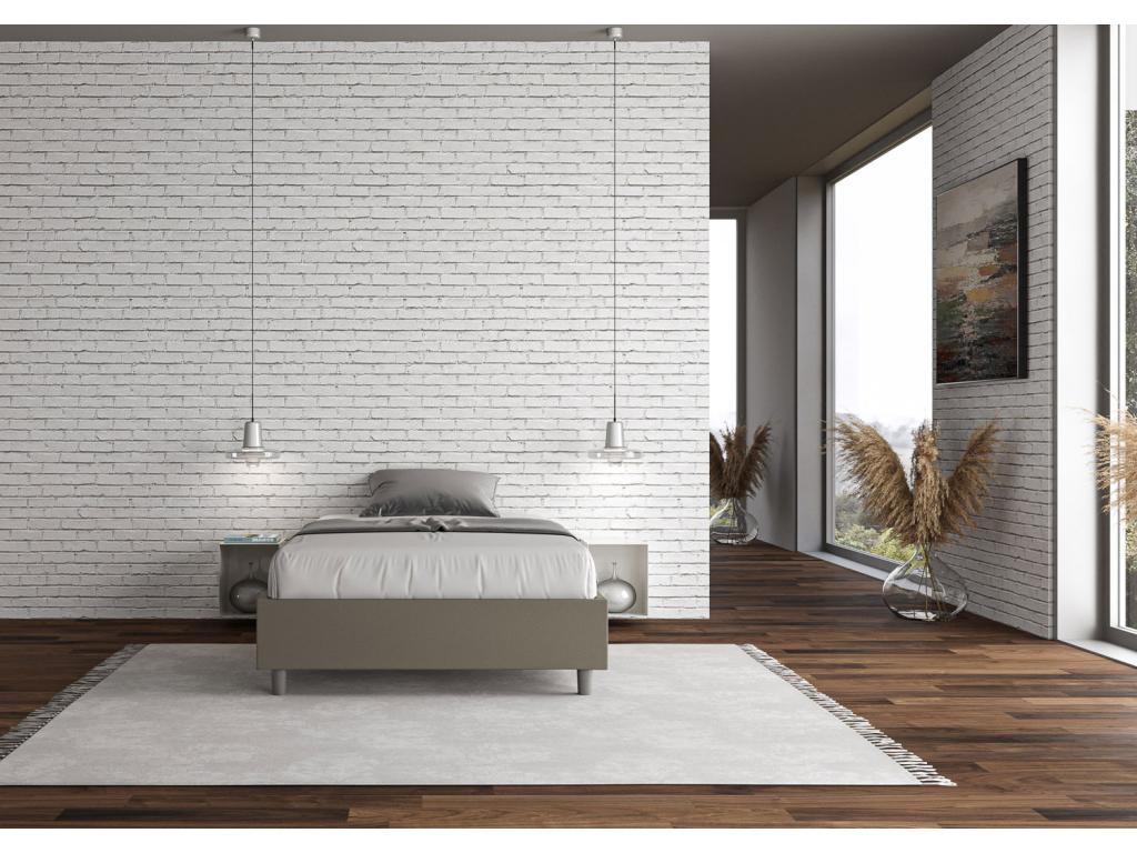 Lit coffre rembourrée 140x200 similicuir cappuccino Vertchez