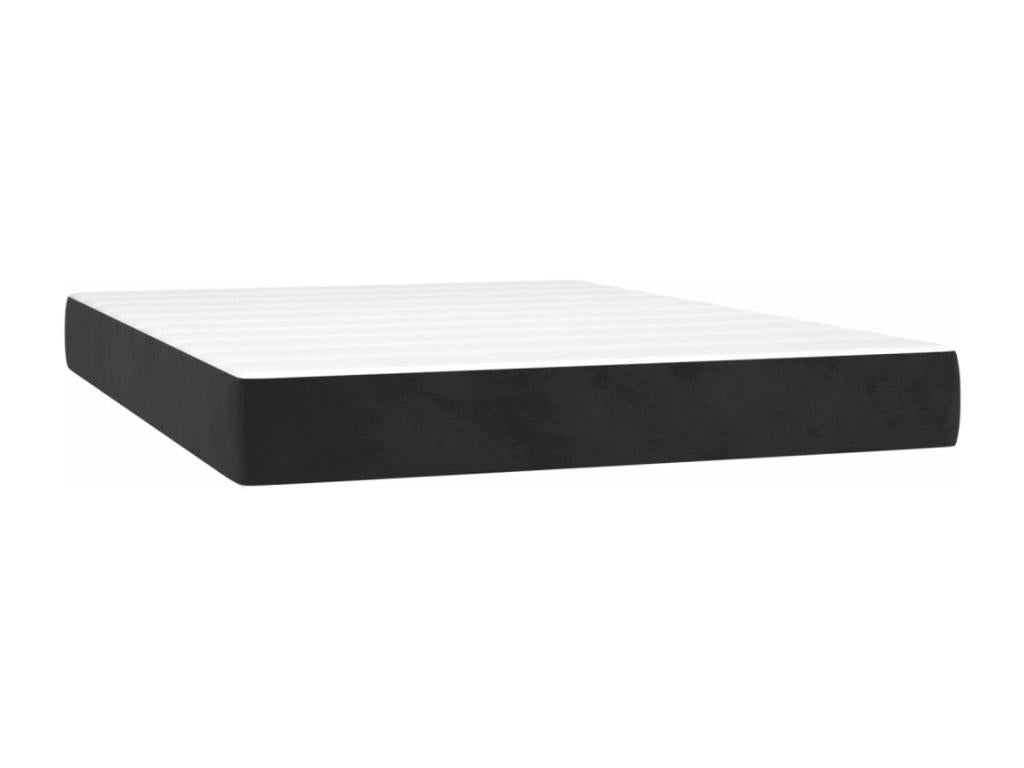 Sommier tapissier avec matelas et LED Noir 140x190 cm Velours