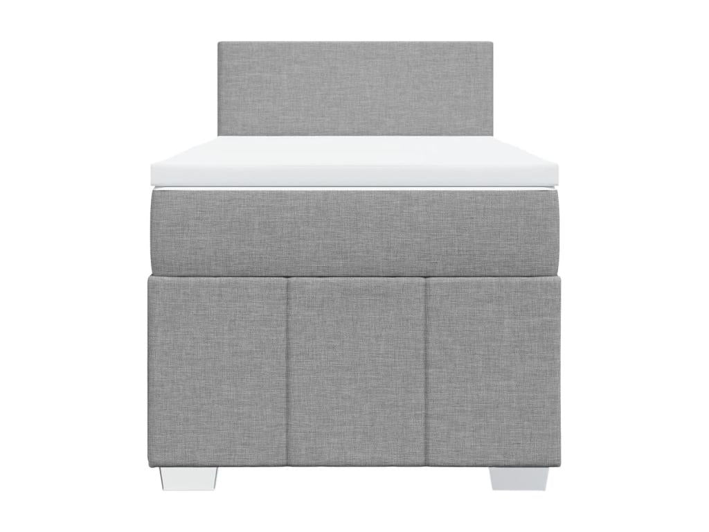 Sommier à Vertchez de lit avec matelas Gris clair 90x200 cm Tissu
