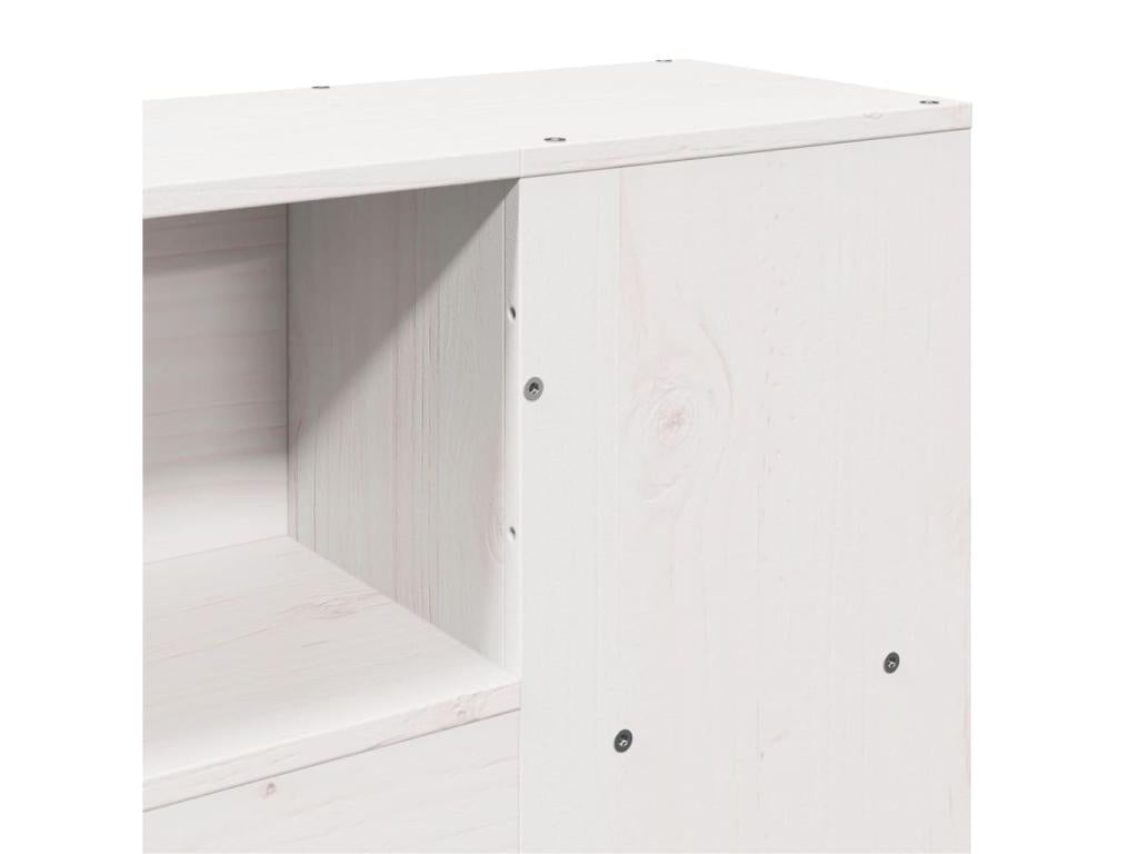 Lit bibliothèque sans matelas blanc 150x200 cm bois pin massif