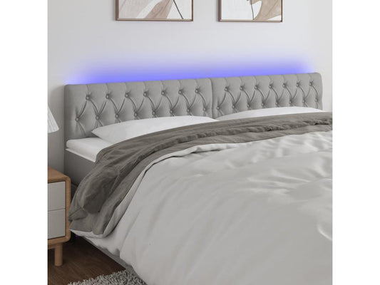 Tête de lit à LED Gris clair 200x7x78/88 cm Tissu