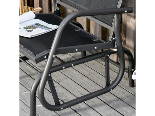 Fauteuil à bascule de jardin rocking chair design contemporain métal textilène noir