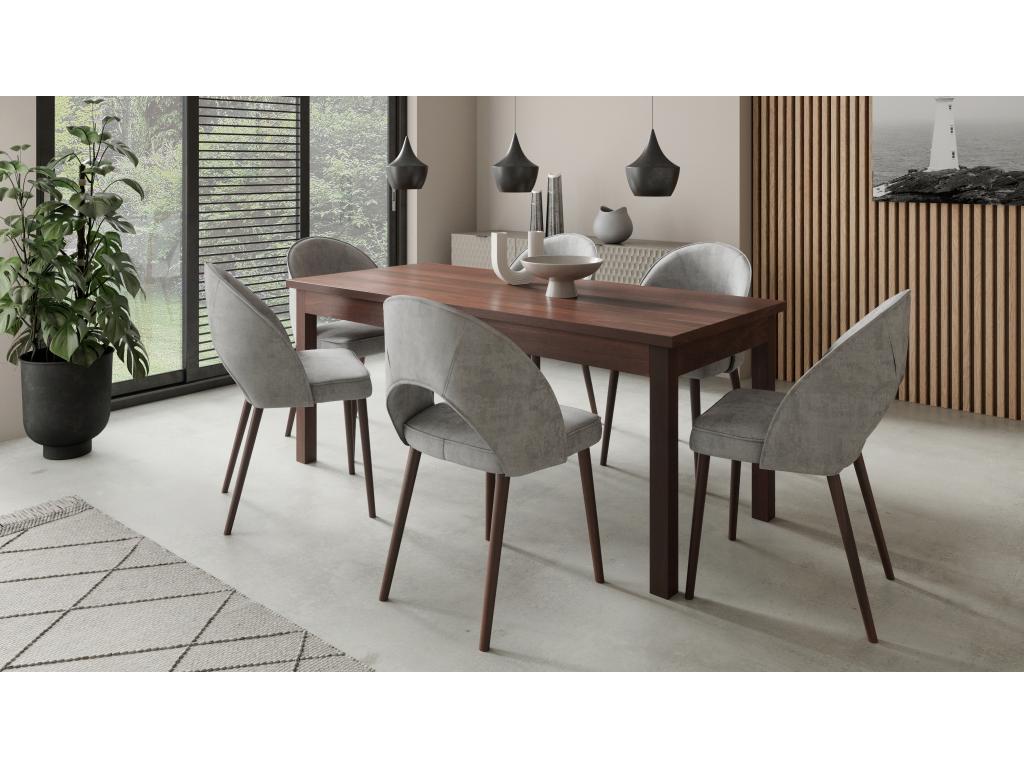 Chaise moderne en bois Noyer foncé et tissu au choix Cekuza-Tissu 27133