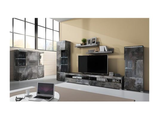 Lot de 2 étagères murales coloris gris effet ardoise- Collection Vertchez.