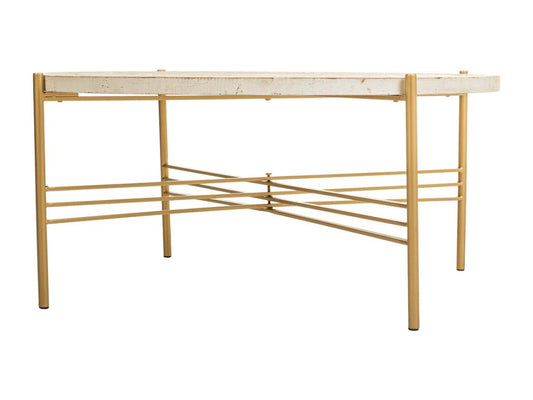 Table basse en bois et métal blanc 80x80x36h
