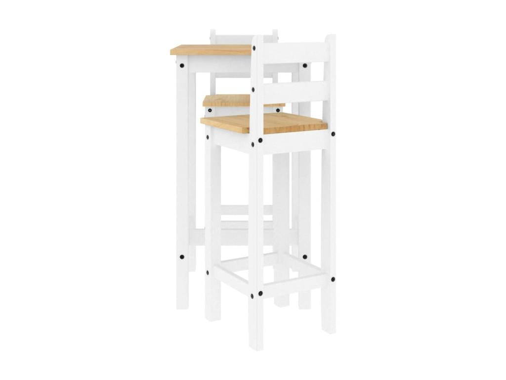 Ensemble de bar 3 pcs Blanc Bois de pin massif