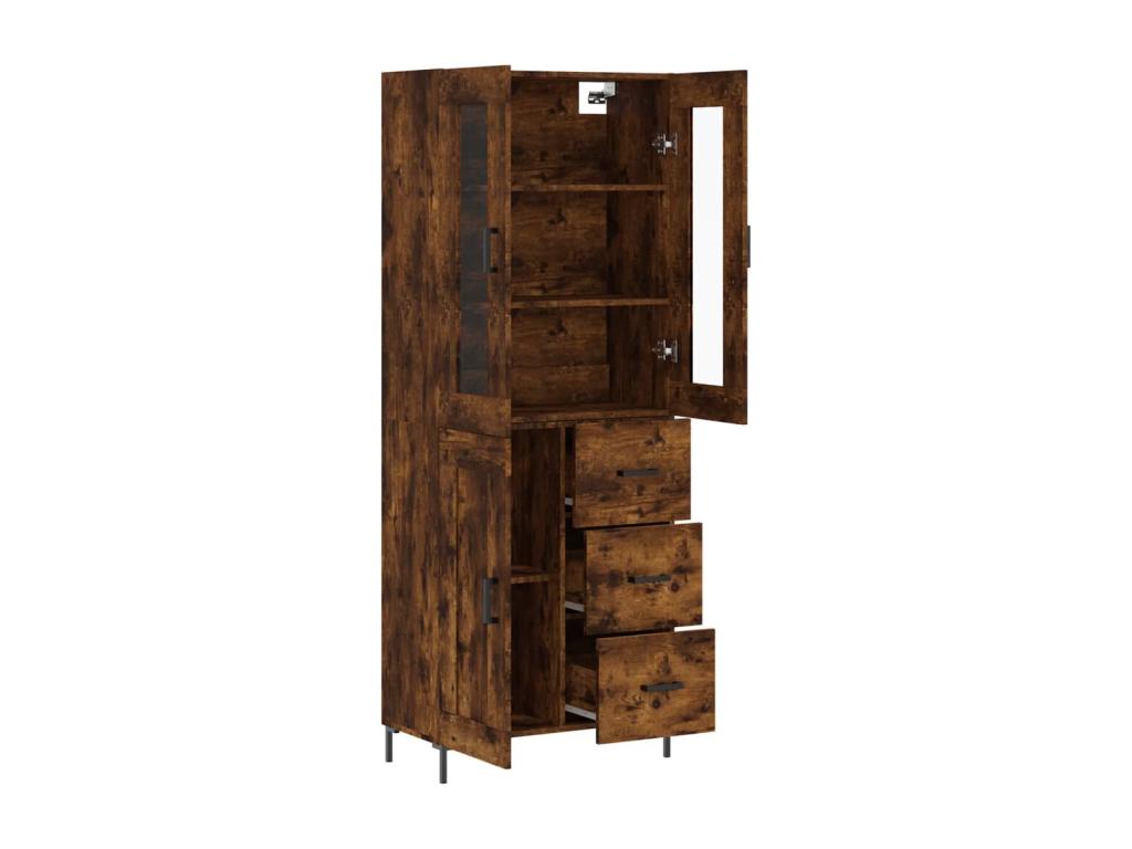 Buffet haut Chêne fumé 69.5x34x180 cm Bois d'ingénierie