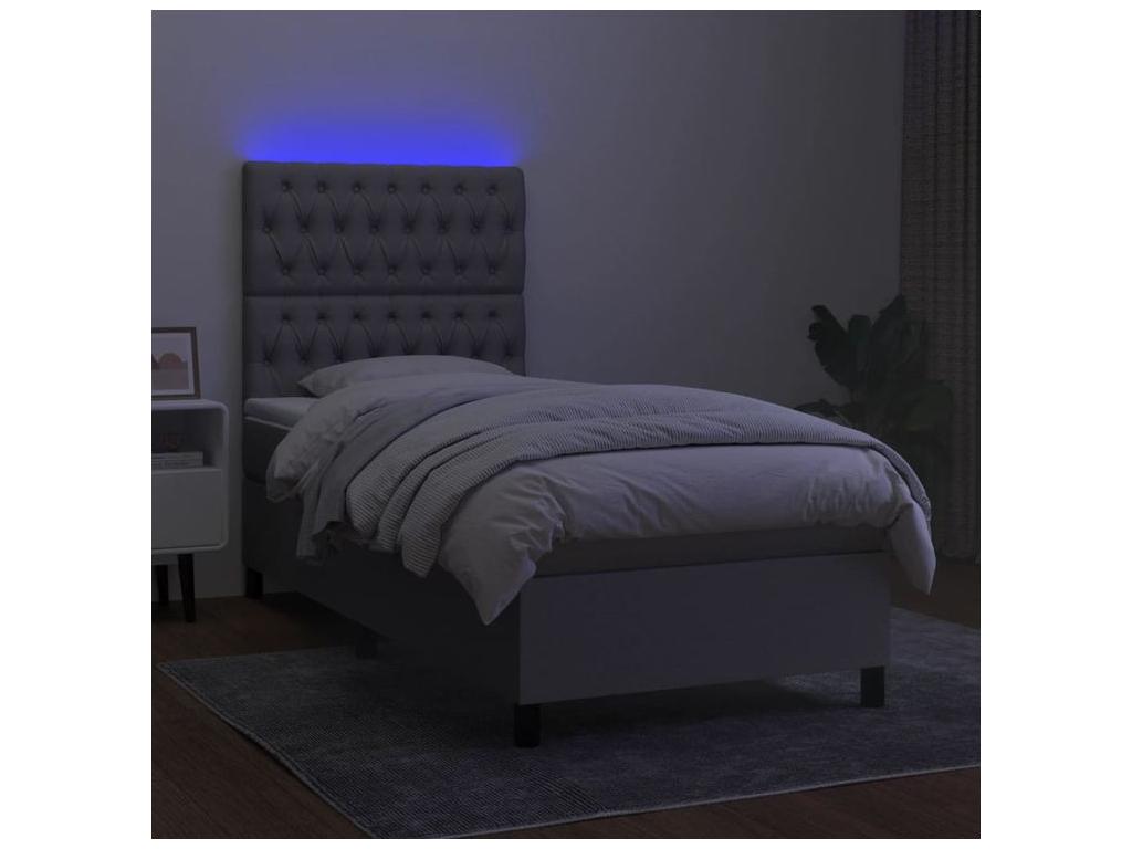 Sommier à Vertchez de lit avec matelas et LED Gris clair 90x190
