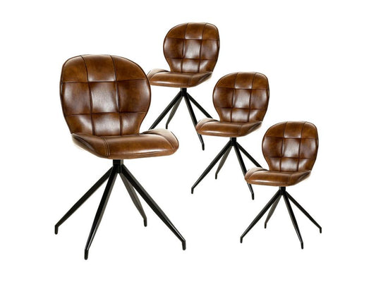Vertchez - Lot de 4 Chaises Simili Vieilli Marron