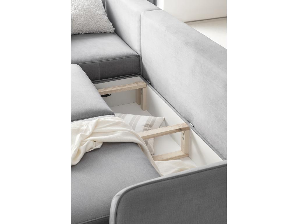 Canapé d'angle gauche convertible tissu crème Vertchez 276cm