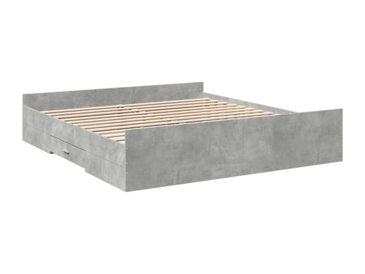 Cadre de lit à tiroirs gris béton 180x200 cm bois d'ingénierie