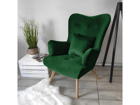 Fauteuil Vertchez 102 Vert 100x76x90cm Tapisserie Pieds Bois