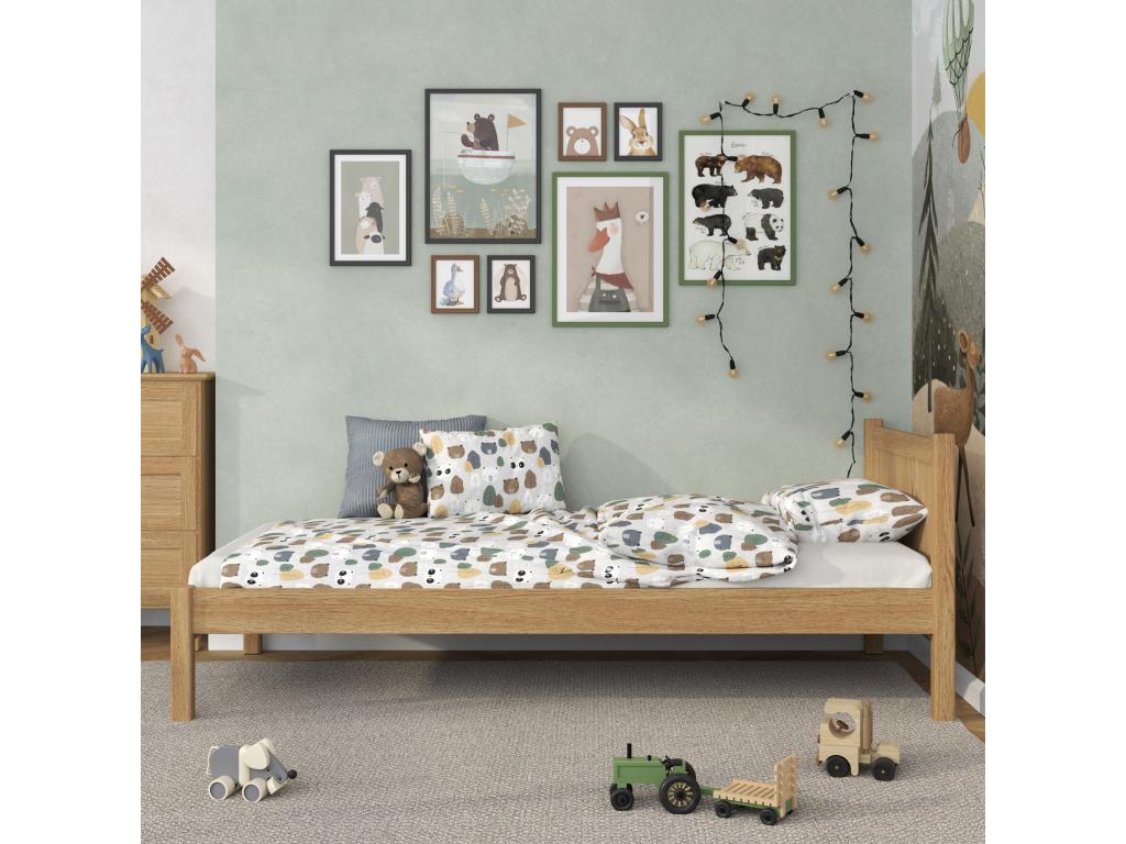 Lit simple en chêne N02 Chêne Naturel 90x190