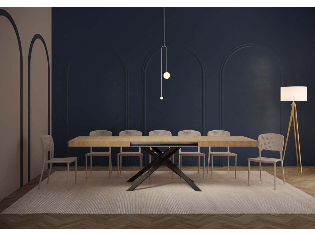 Table extensible 80x160/244 cm Karida chêne nature pieds blancs