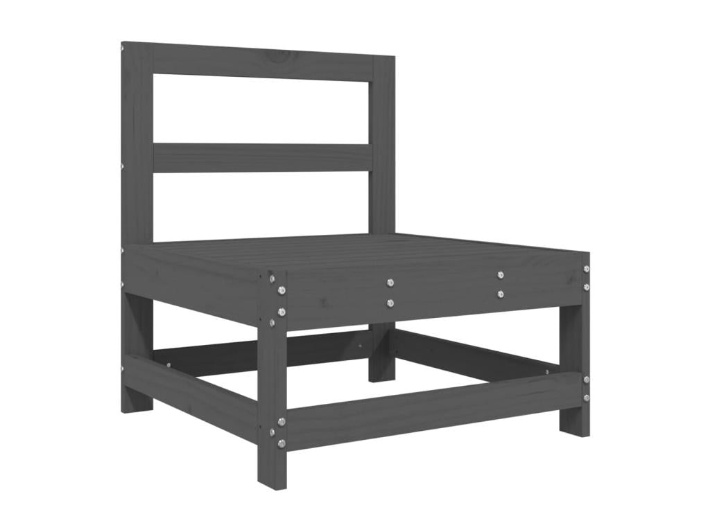 Salon de jardin 5 pcs gris bois massif de pin