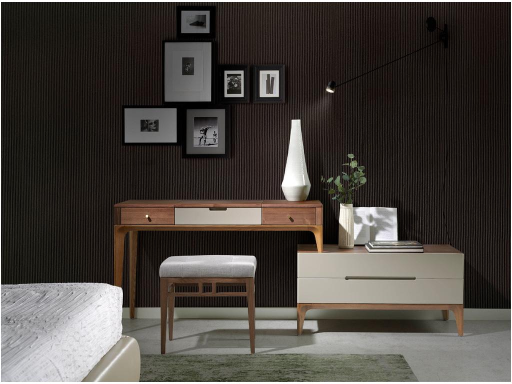 Secrétaire bois noyer et bois laqué Vertchez-Couleur Vertchez