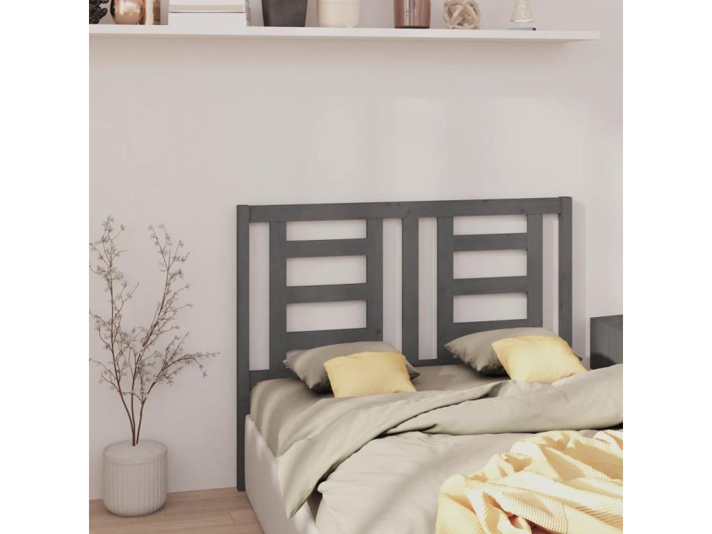 Tête de lit Gris 146x4x100 cm Bois massif de pin