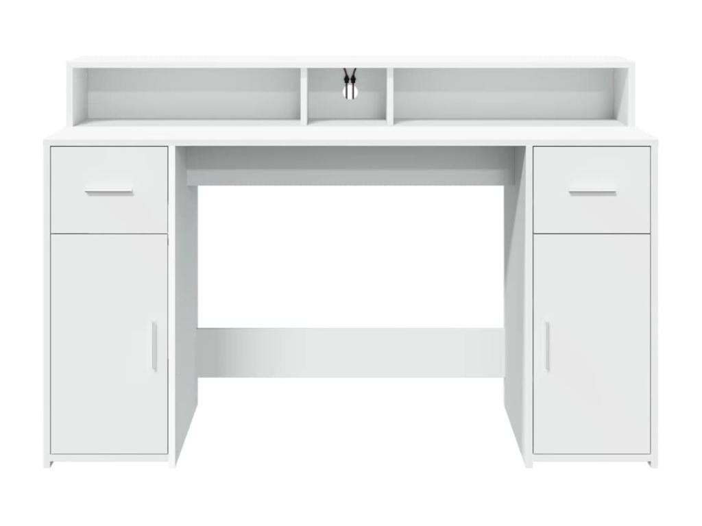 Bureau table poste de bois blanche 140x55x91 cm 02 0023406