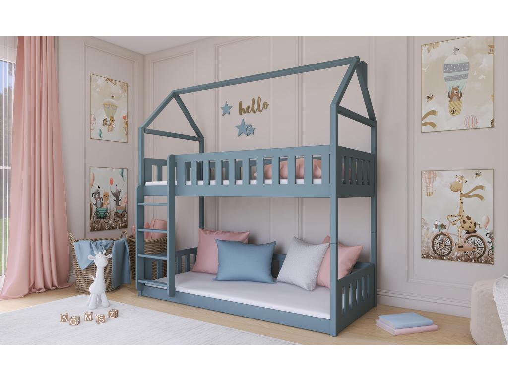 Lit cabane Vertchez HB005 90x200 cm Gris