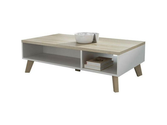 Table basse Vertchez 101 Blanc - Vertchez chêne 35x60x110cm Stratifié Angulaire