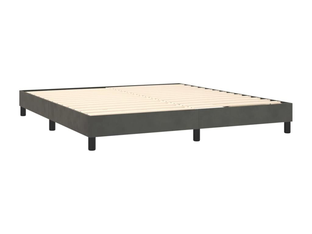 Lit à sommier tapissier et matelas Gris foncé 160x200cm Velours
