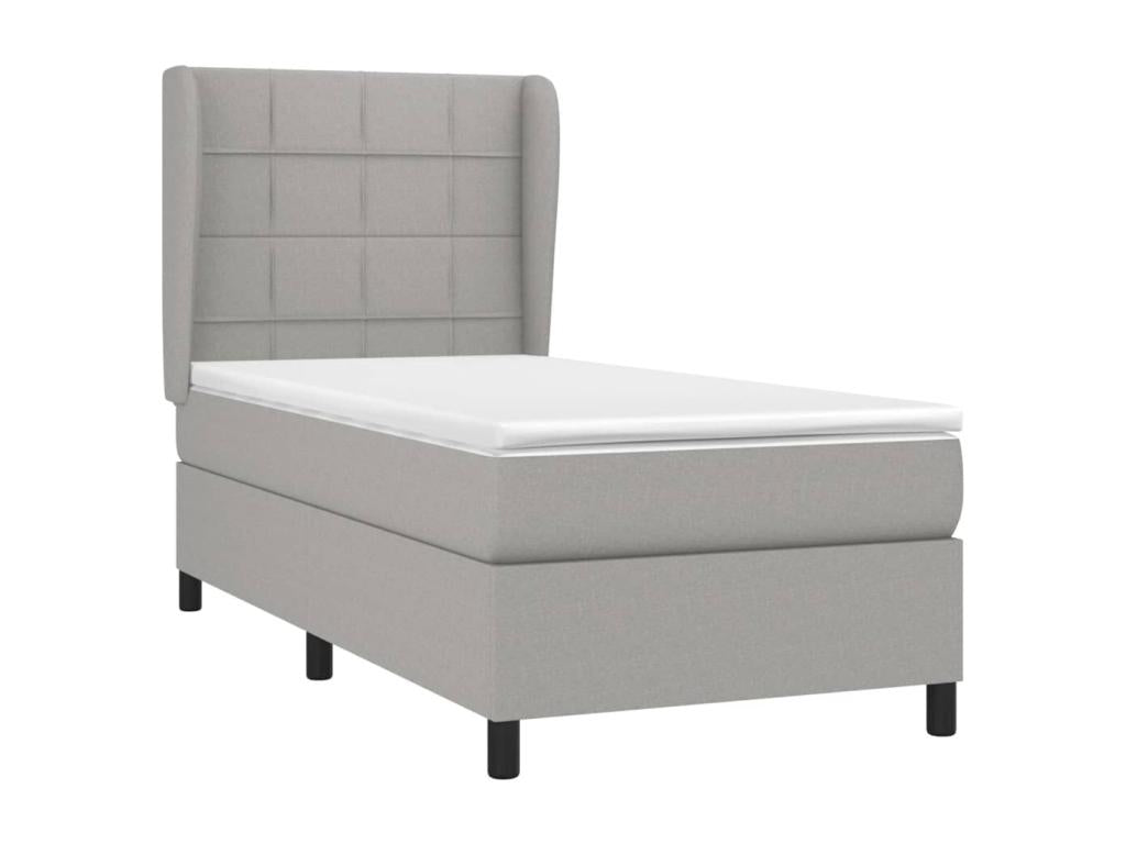 Sommier à Vertchez de lit avec matelas Gris clair 80x200 cm Tissu