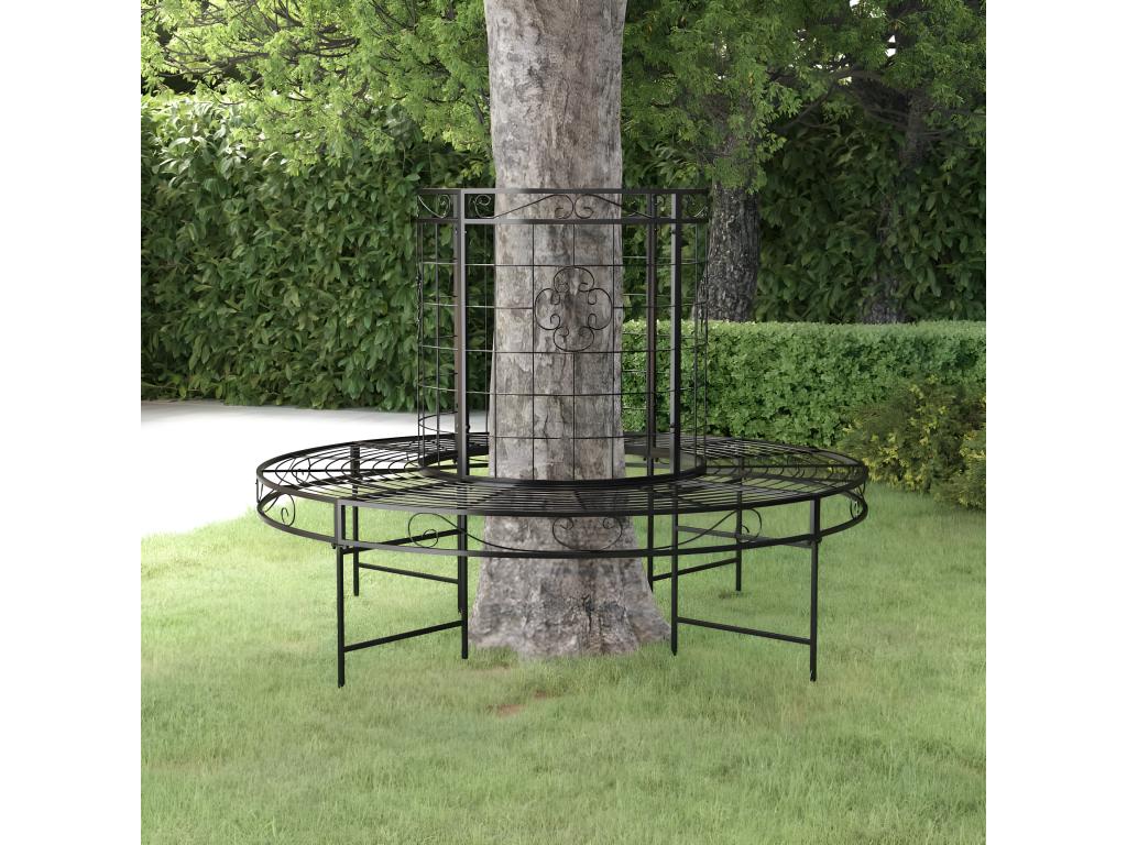 Banc circulaire tour d'arbre 137 cm Noir Acier