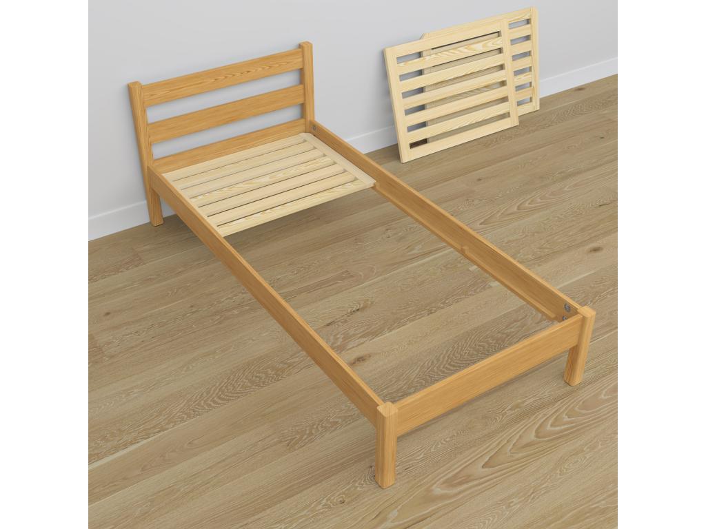Lit gigogne en bois N01 Pin Naturel 120x190