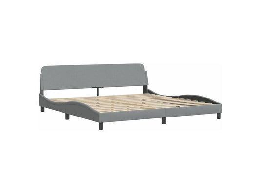 Lit avec matelas gris clair 200x200 tissu