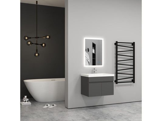 60cm Meuble salle de bain anthracite 2 portes avec une vasque à poser Vertchez