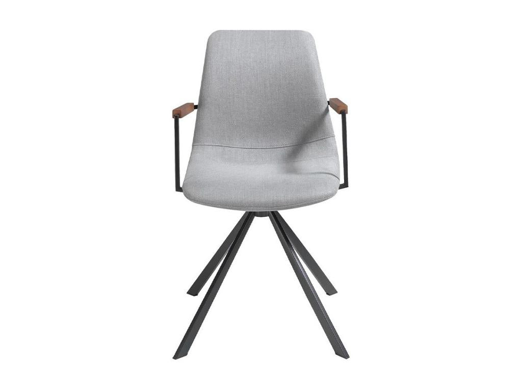 Chaise pivotante tissu gris et pieds acier noir Vertchez - Lot de 2-Couleur Vertchez 55