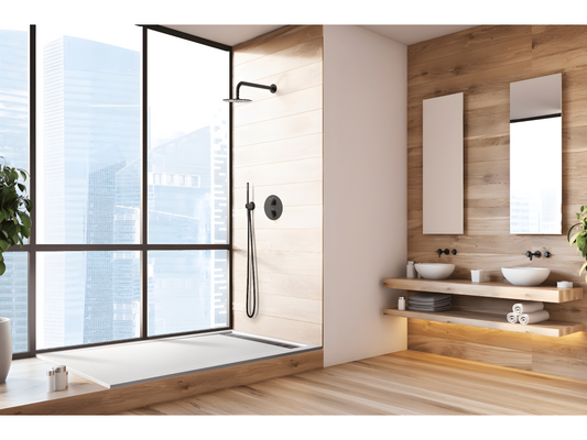 Receveur de douche 70x165 cm avec grille latérale Vertchez Extra Slim blanc en résine synthétique et poudre de marbre avec bonde offerte