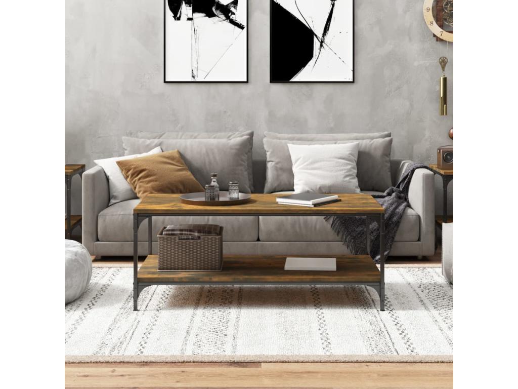 Table basse Chêne fumé 100x50x40 cm Bois d'ingénierie