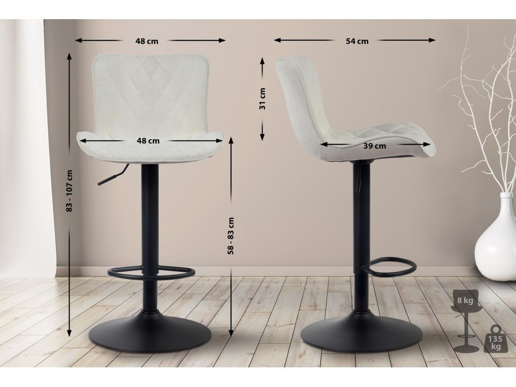 Lot de 2 Tabourets de bar - Tissu / Métal - Crème - Vertchez