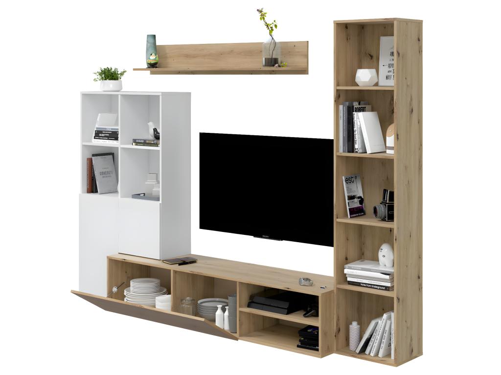 Ensemble de séjour coloris chêne nordique blanc artic