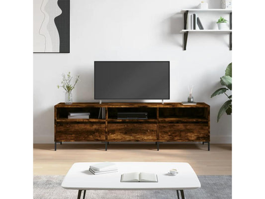 Meuble TV chêne fumé 150x30x44.5 cm bois d'ingénierie