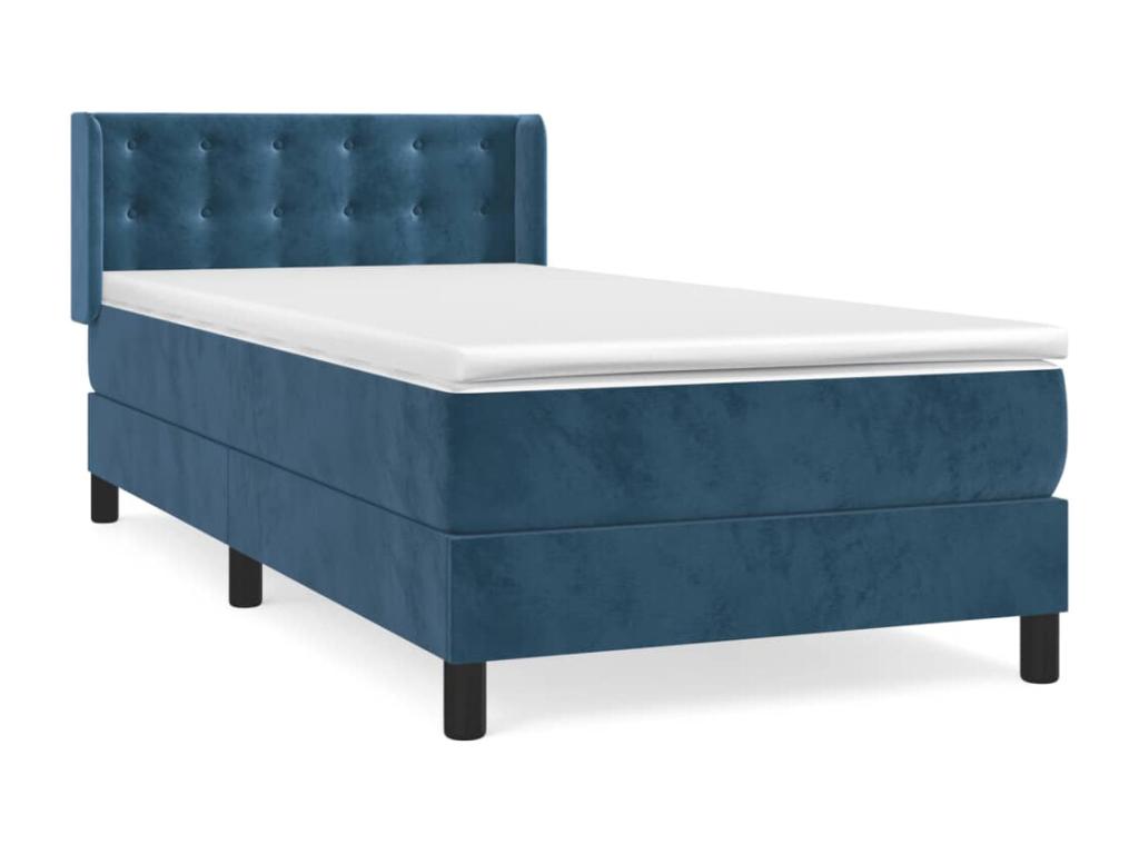 Lit à sommier tapissier avec matelas Bleu foncé 90x200 cm