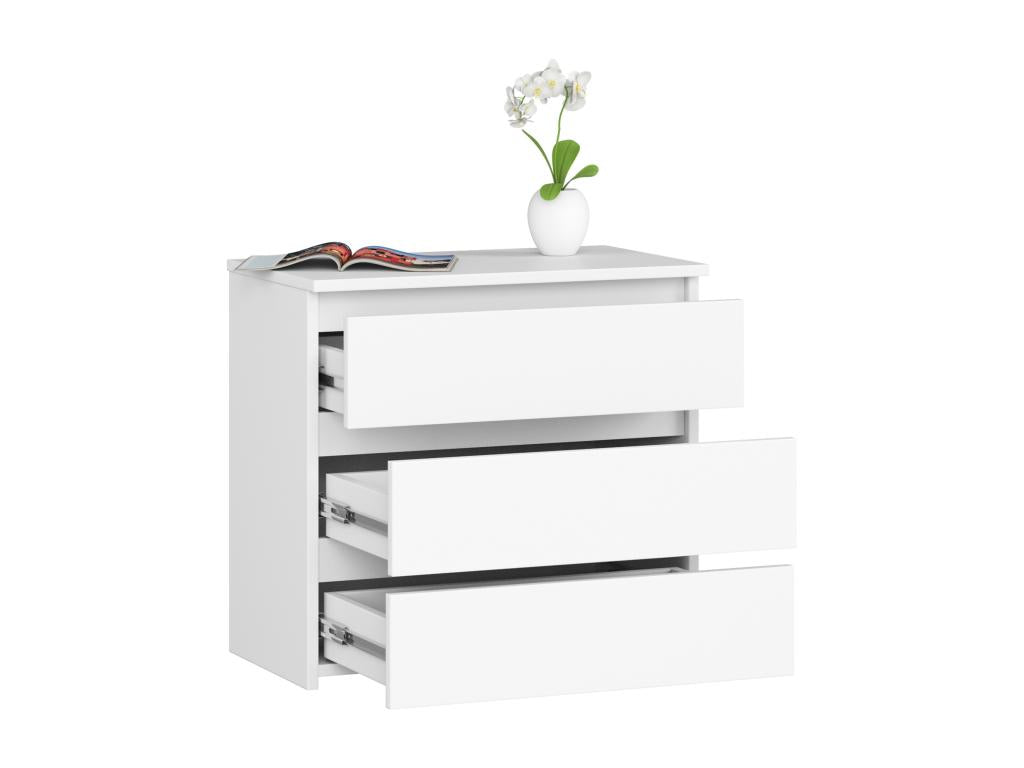 Table de chevet Vertchez CL3 Blanche 60 cm 3 tiroirs façade Blanche 60x35x57 cm