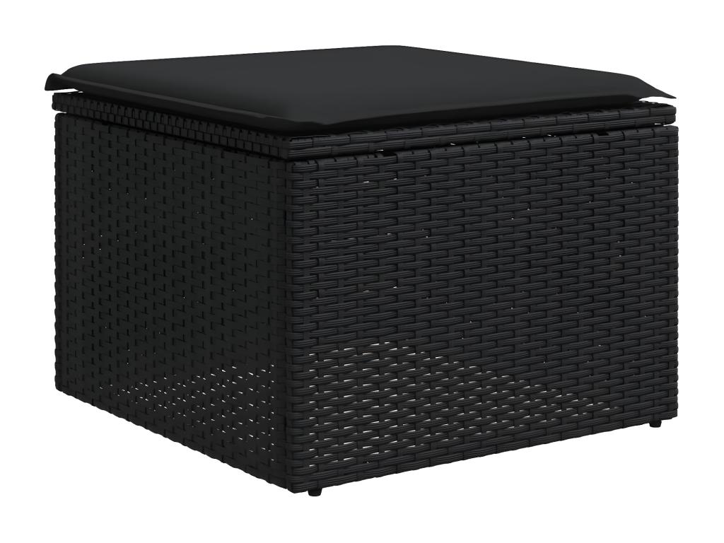 Salon de jardin 11 pcs avec coussins noir résine tressée