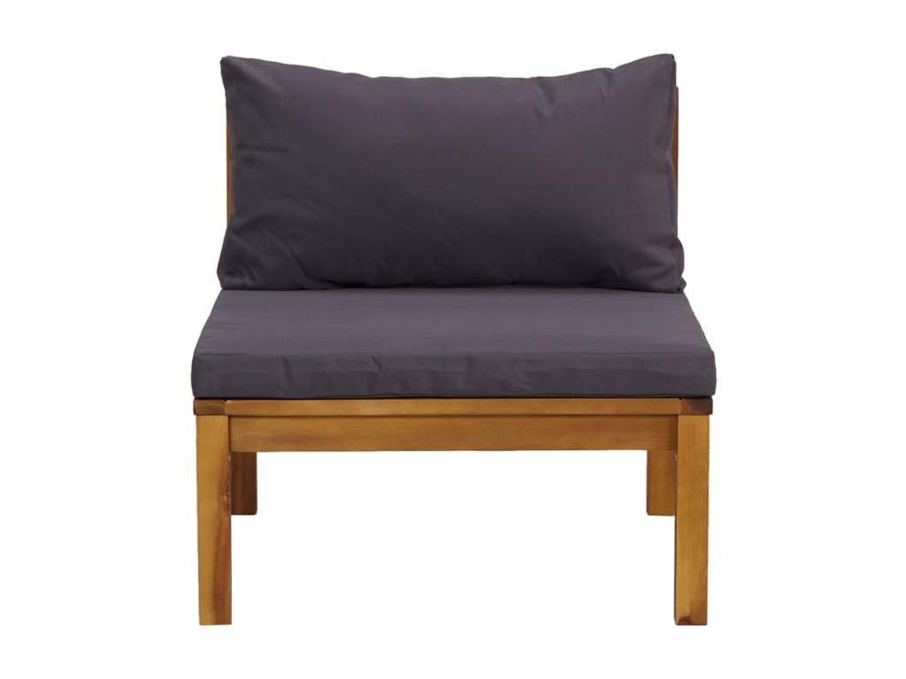 Canapé central sectionnel et coussins gris foncé Bois d'Vertchez