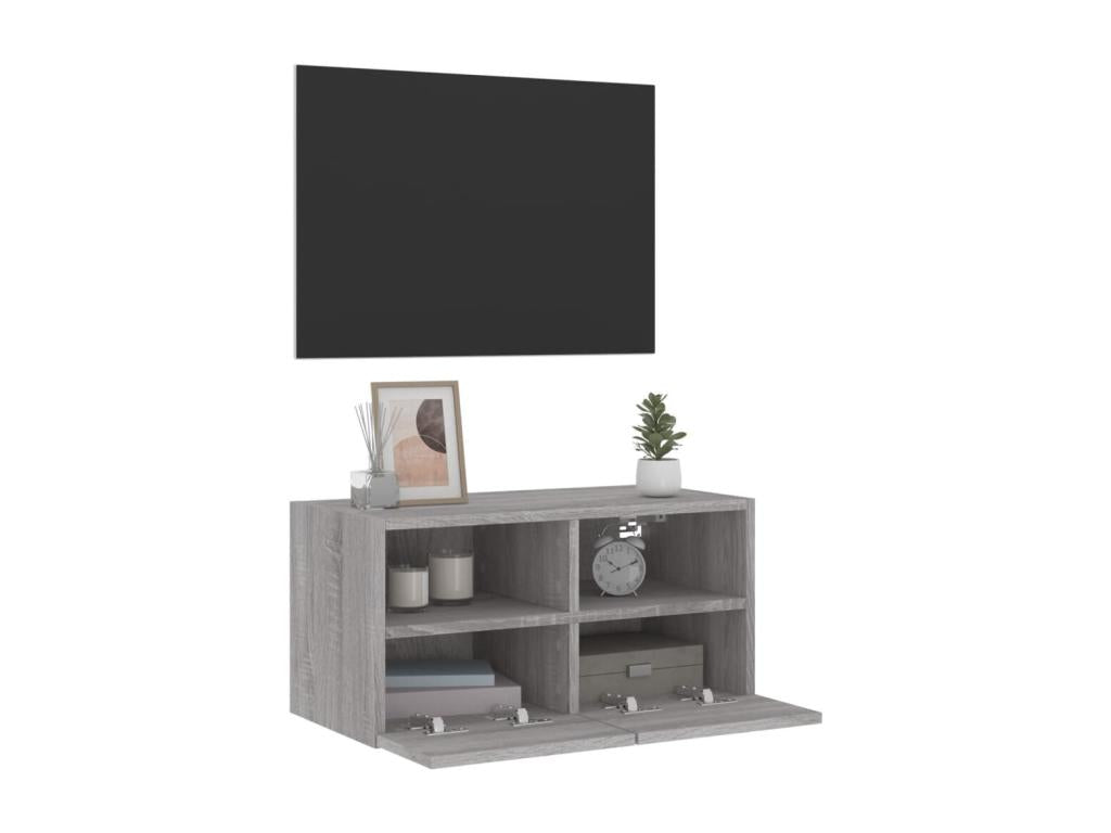 Meuble TV mural Vertchez gris 60x30x30 cm bois d'ingénierie