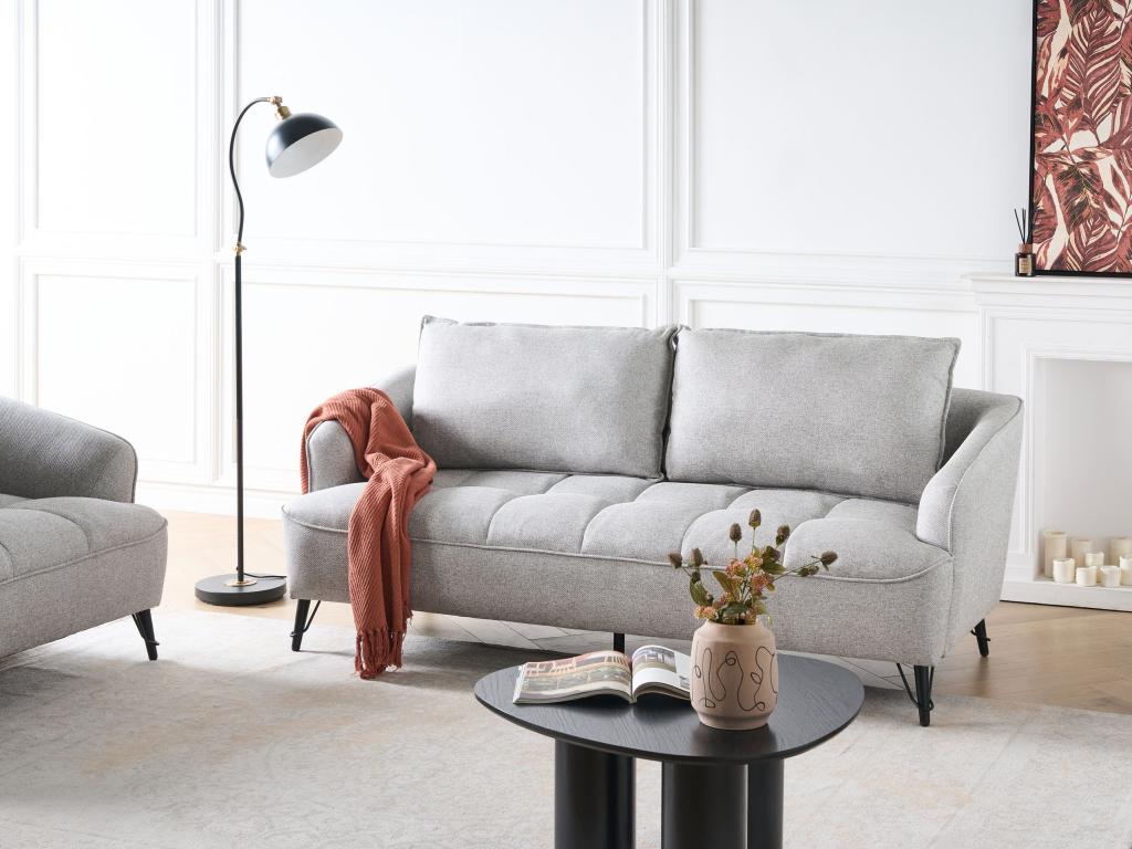 Vertchez 3-seater grey fabric sofa