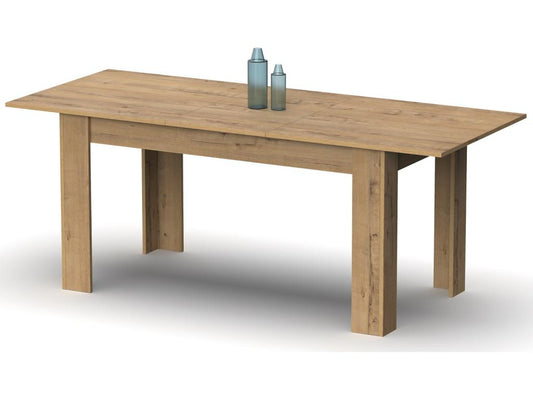 Table à manger extensible en aggloméré et mélamine coloris chêne doré - Longueur 140-195 x Profondeur 80 x Hauteur 77 cm