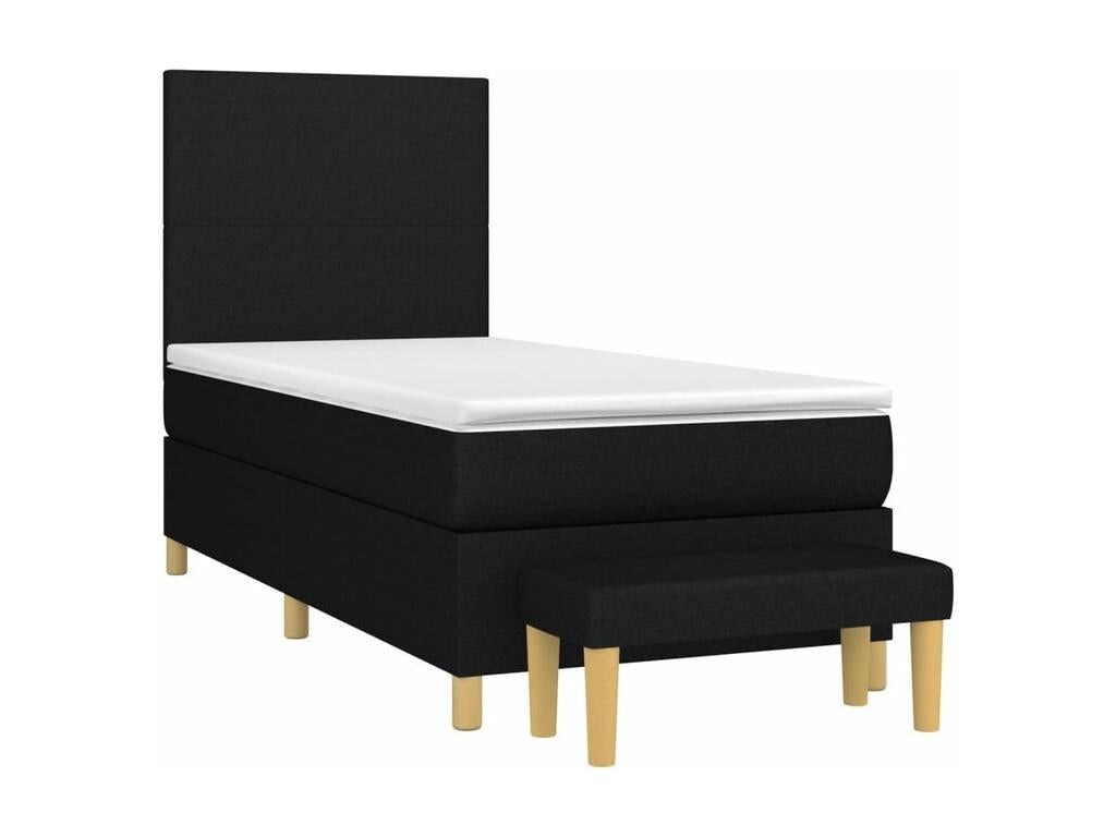 Sommier à Vertchez de lit avec matelas Noir 90x190 Tissu