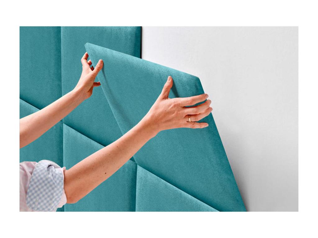 Vertchez Tête de lit tapissée en tissu Aqualine composée de panneaux de lit autocollants interchangeables pour chambre de luxe turquoise 110 cm