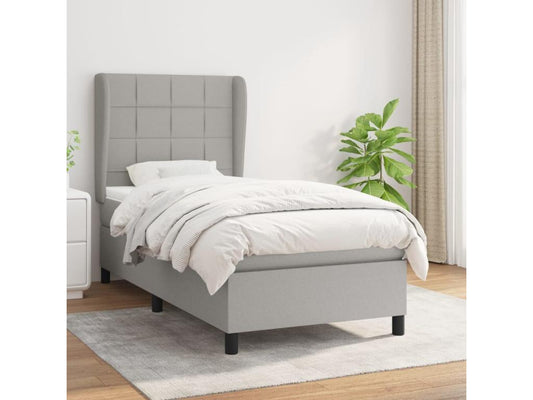 Sommier à Vertchez de lit avec matelas Gris clair 80x200 cm Tissu
