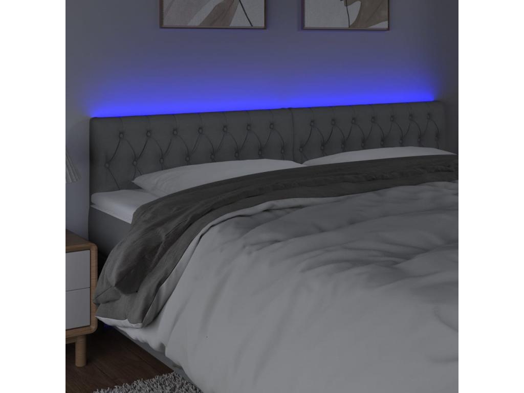 Tête de lit à LED Gris clair 200x7x78/88 cm Tissu