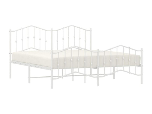 Cadre de lit métal sans matelas et pied de lit blanc 160x200 cm